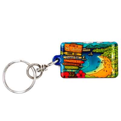 St. John Beach and Sign Keychain