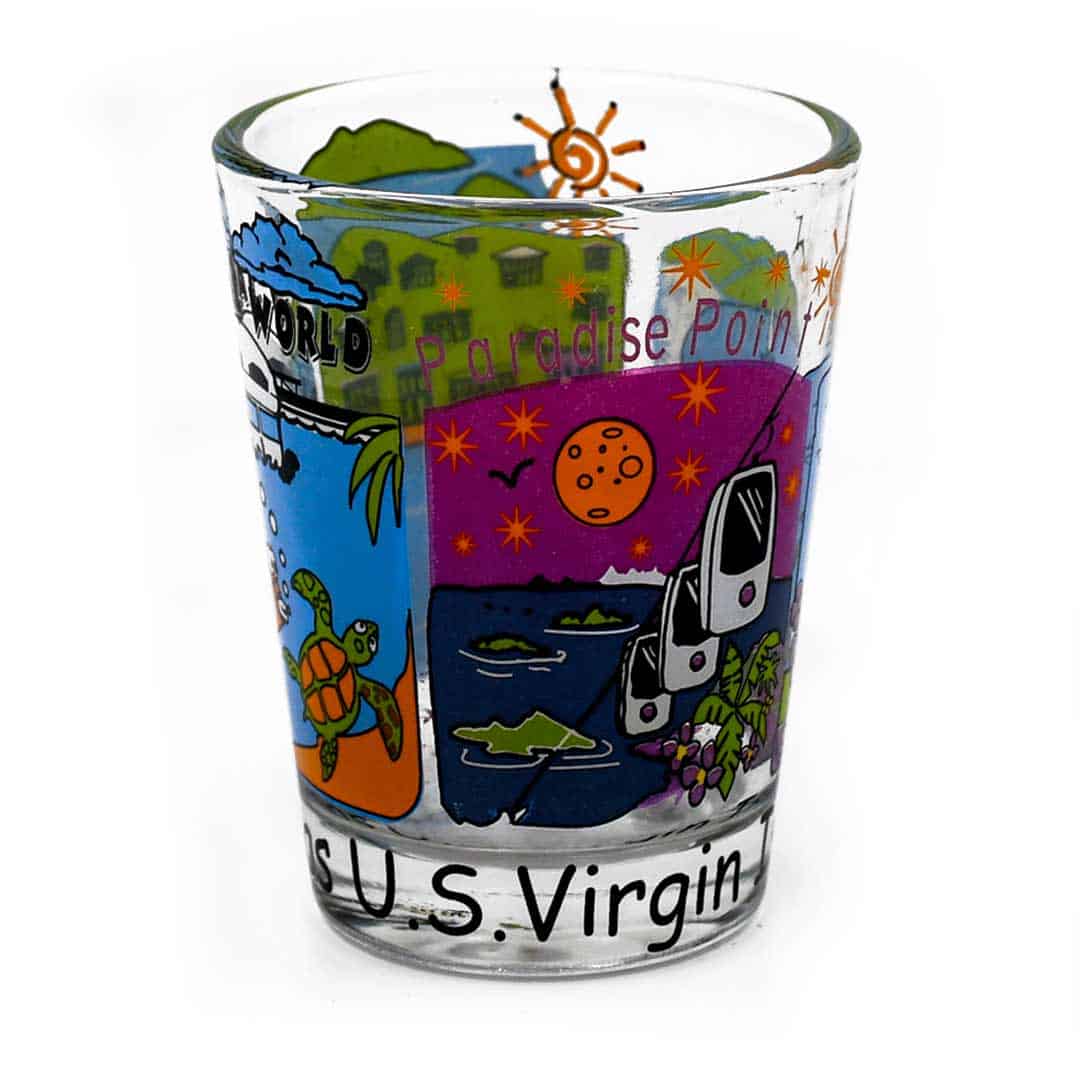 ST.JOHN US VIRGIN ISLANDS JUMPING DOLPHINS CARIBBEAN SHOT GLASS 