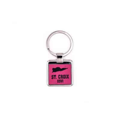 St. Croix Square Map Keychain (Pink)